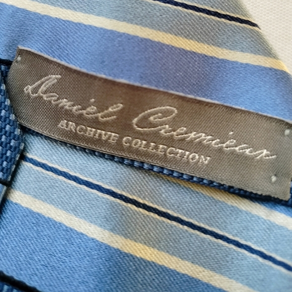 Daniel CREMIEUX Archive Collection Men's 100% Silk Tie Necktie Blue Stripes - Picture 5 of 9